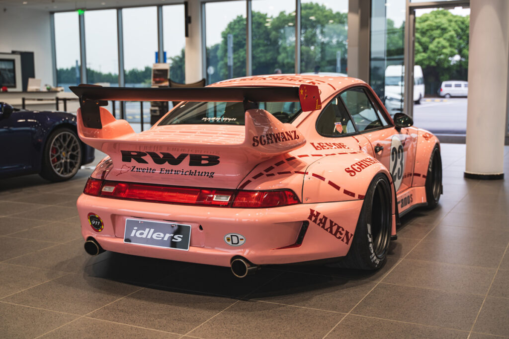 Externior of a pink RWB Porsche