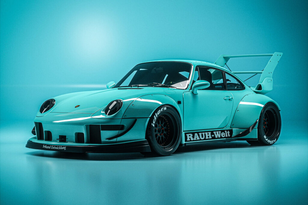 Externior of a Blue RWB Porsche